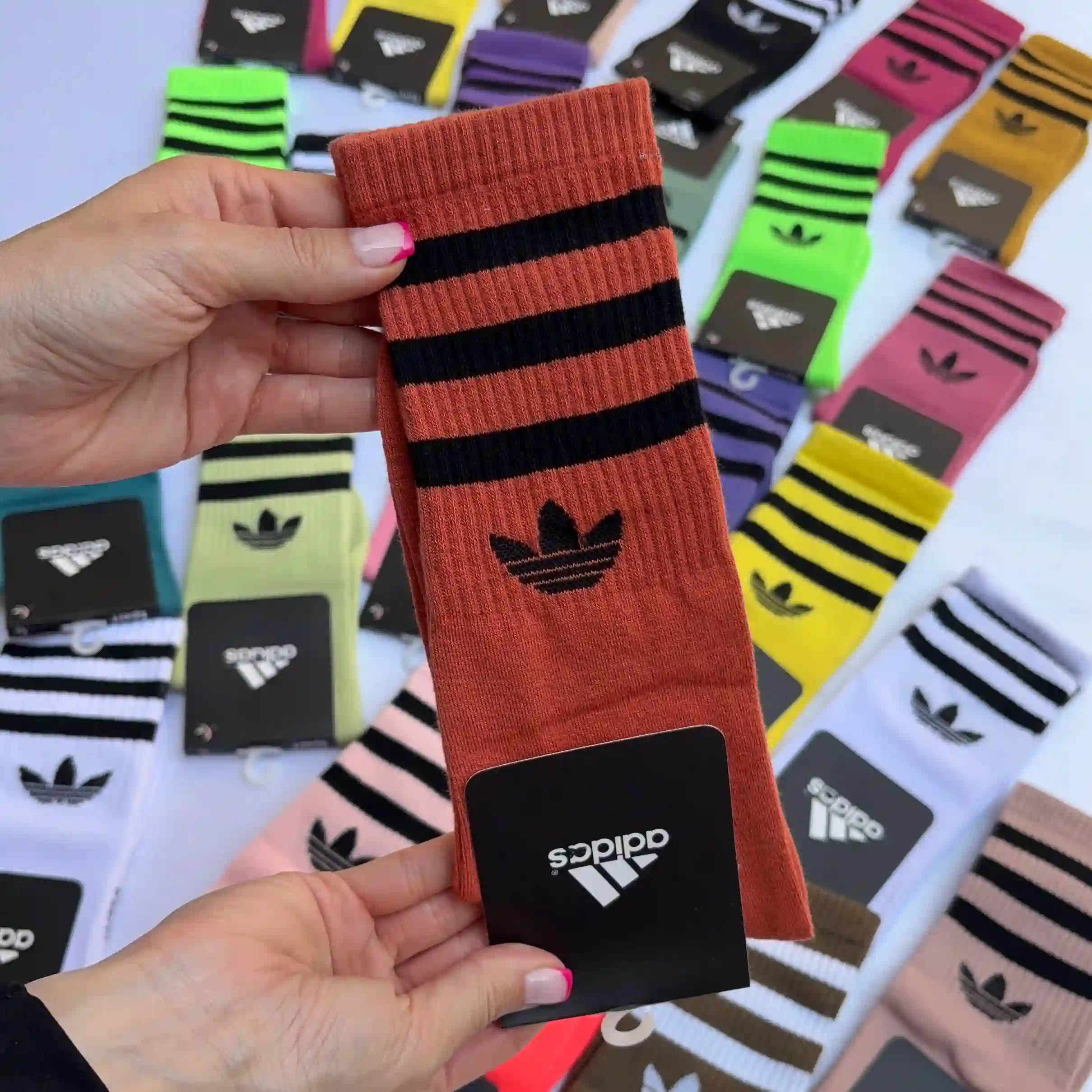 جوراب ساق بلند آدیداس رنگ آجری