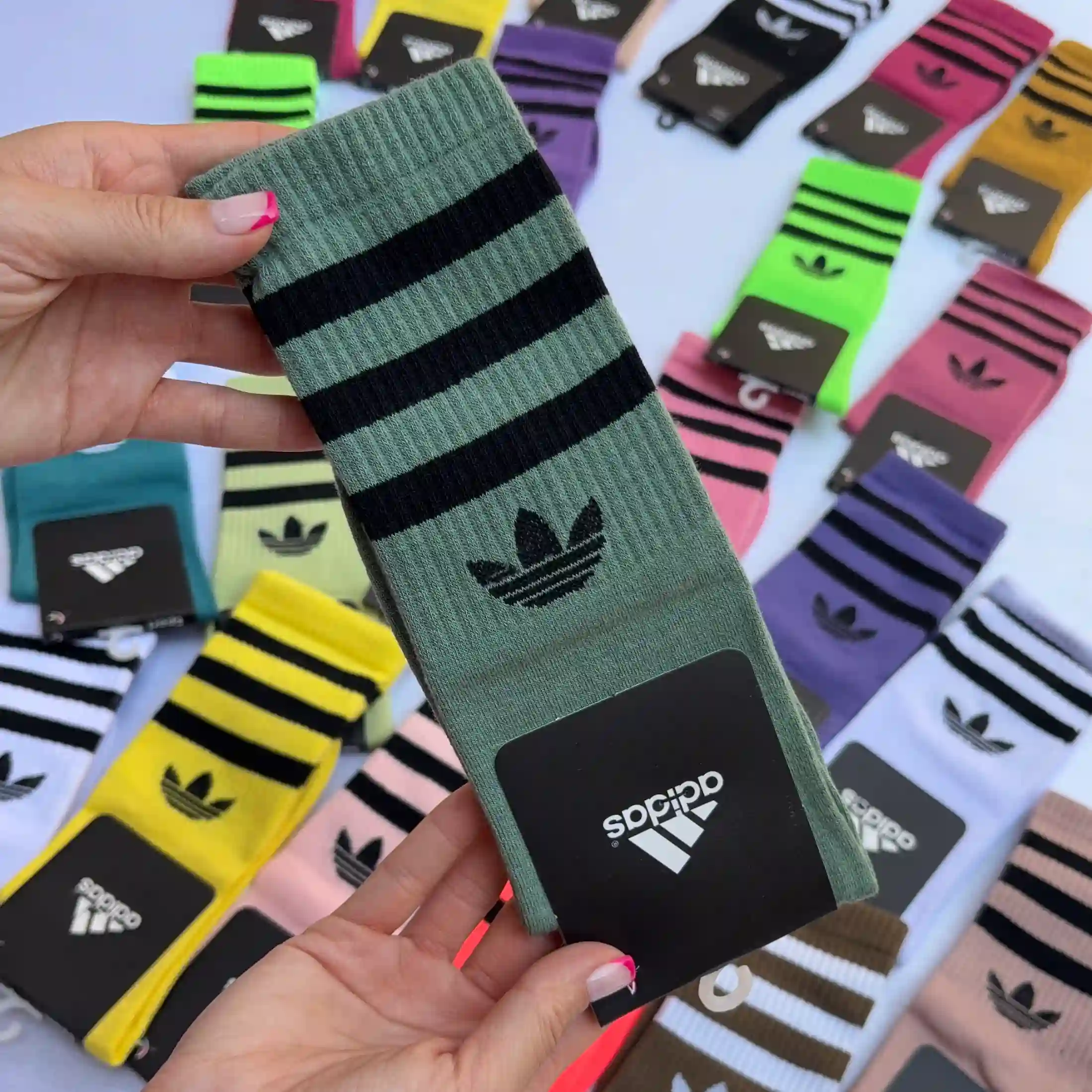 جوراب ساق بلند آدیداس رنگ سبز سدری